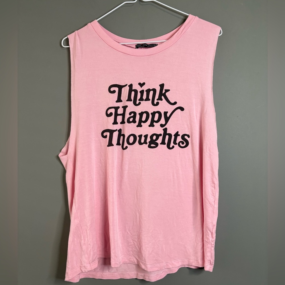 Rock Rose Couture Baby Pink Tank Top, size Large, “Think Happy Thoughts”